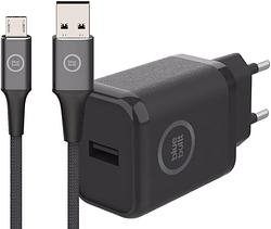 Foto van Bluebuilt quick charge oplader 18w + micro usb kabel nylon zwart 3m