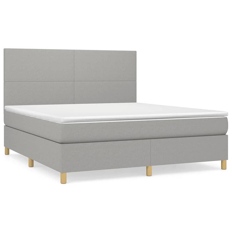 Foto van The living store boxspringbed - comfort - bed - 203 x 160 x 118/128 cm - lichtgrijs