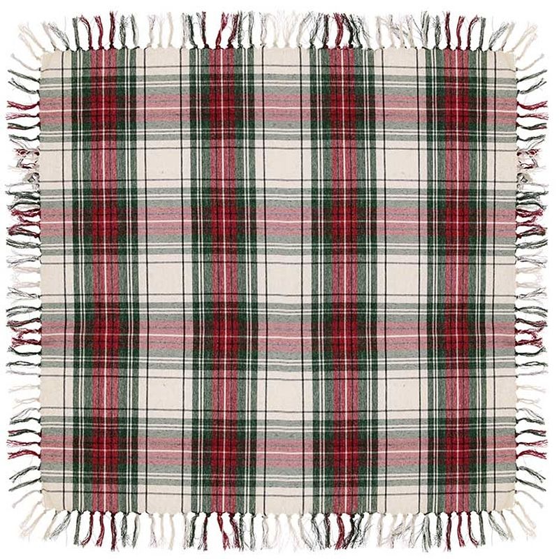 Foto van Unique living - tafelkleed xmas tartan - 90x90cm - white