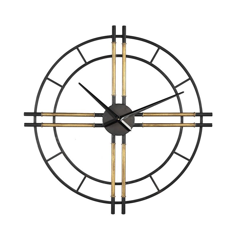 Foto van Ptmd joanna black metal clock with gold tubes round