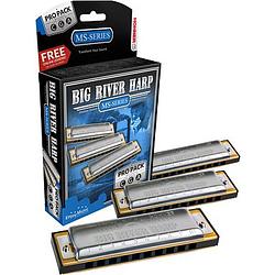 Foto van Hohner big river harp ms pro pack c/g/a mondharmonica