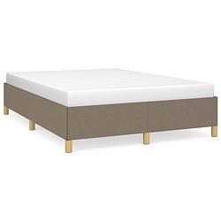 Foto van The living store bedframe - taupe - 193 x 143 x 35 cm - multiplex lattenbodem