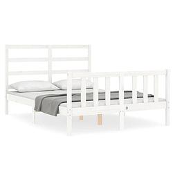 Foto van The living store bedframe - massief grenenhout - 205.5 x 145.5 x 100 cm - wit