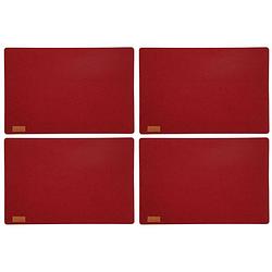 Foto van 4x stuks rechthoekige placemats met ronde hoeken polyester bordeaux rood 30 x 45 cm - placemats