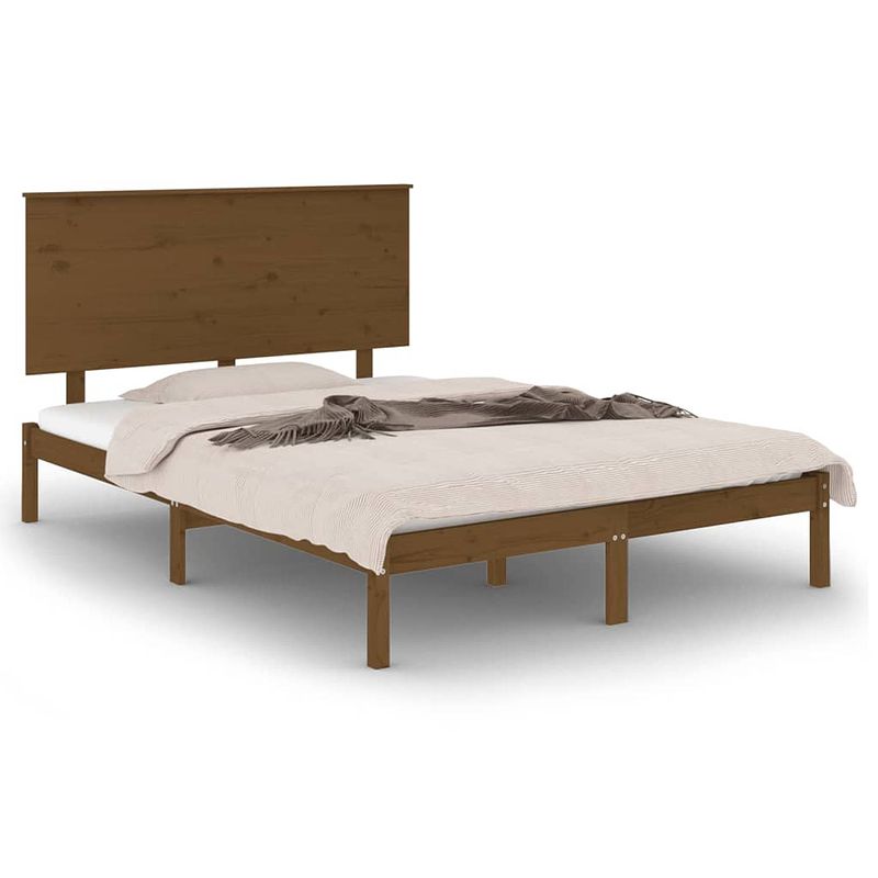 Foto van The living store houten bedframe - bedframe - 195.5 x 125.5 x 93.5 cm - massief grenenhout