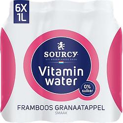 Foto van Sourcy vitaminwater framboos granaatappel 6 x 1l bij jumbo