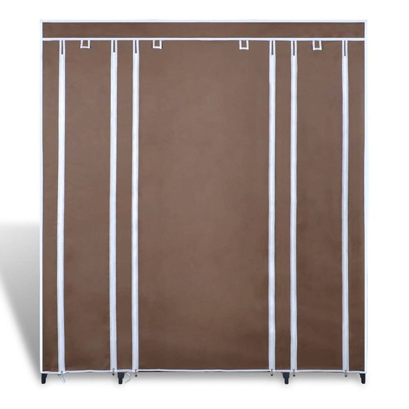 Foto van The living store draagbare kast - bruin - 45 x 150 x 176 cm - duurzame nonwoven stof