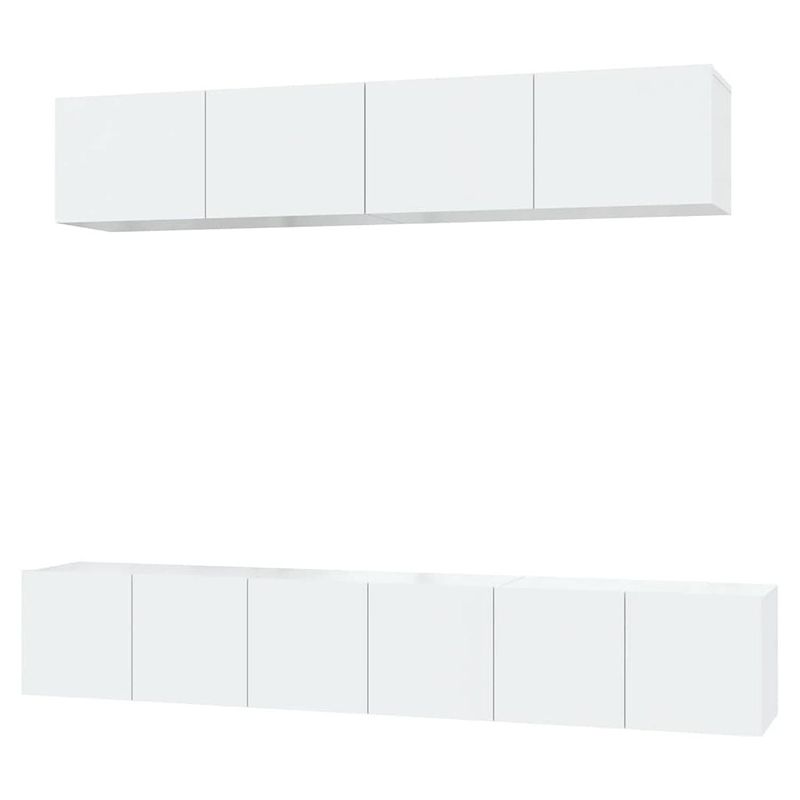 Foto van The living store tv meubel set - hoogglans wit - 3x 60x30x30cm - 2x 80x30x30cm