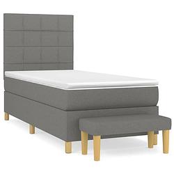 Foto van The living store boxspringbed - donkergrijs - 203 x 100 x 118/128 cm - met verstelbaar hoofdbord - pocketvering matras