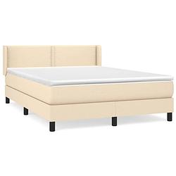 Foto van The living store boxspringbed - crème - 193 x 147 x 78/88 cm - pocketvering matras - middelharde ondersteuning -