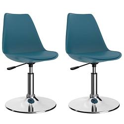 Foto van Vidaxl eetkamerstoelen 2 st draaibaar kunstleer turquoise