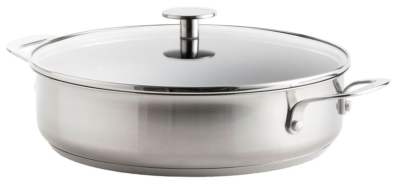 Foto van Kitchenaid stainless steel hapjespan met deksel 28 cm