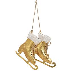 Foto van 2x kerstboomhangers gouden schaatsen 14 cm kerstversiering - kersthangers