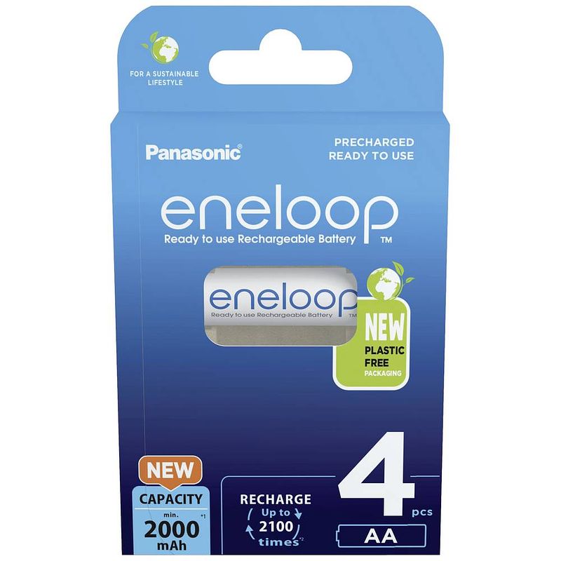 Foto van Panasonic eneloop hr06 oplaadbare aa batterij (penlite) nimh 2000 mah 1.2 v 4 stuk(s)