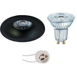 Foto van Led spot set - osram parathom par16 927 36d - pragmi nora pro - gu10 fitting - dimbaar - inbouw rond - mat zwart - 5.5w