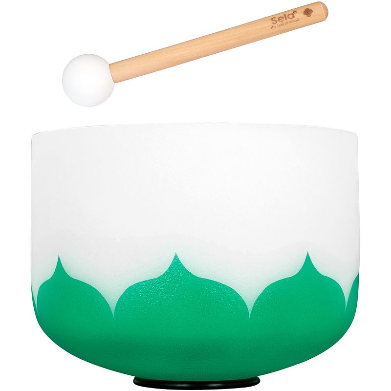 Foto van Sela 10" crystal singing bowl lotus 440 hz f green (heart) klankschaal