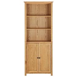 Foto van The living store boekenkast vintage mdf - 70 x 30 x 180 cm - massief eikenhout - 3 schappen en 2 deuren