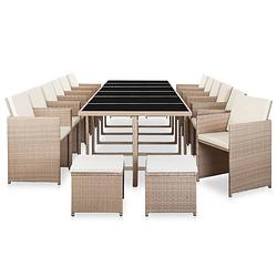 Foto van Infiori 17-delige tuinset met kussens poly rattan beige