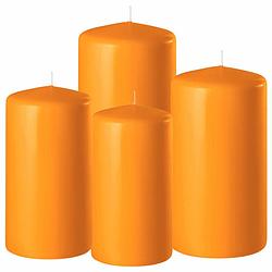Foto van 6x stuks oranje stompkaarsen 10-12-15 cm - stompkaarsen