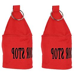 Foto van Esschert deurstopper neon - 2x - 2,5 kg - canvas - rood - 13 x 13 x 28.5 cm - deurstoppers