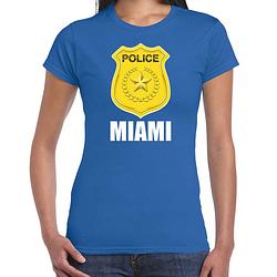 Foto van Miami politie / police embleem t-shirt blauw voor dames l - feestshirts