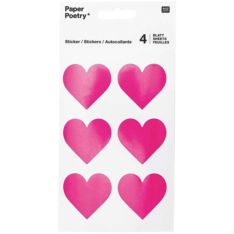 Foto van 24x fuchsia roze hartjes stickers 4 cm - stickers