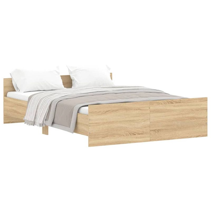 Foto van Vidaxl bedframe met hoofd- en voeteneinde sonoma eikenkleur 135x190 cm