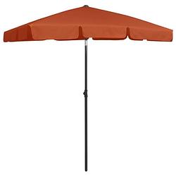 Foto van The living store strandparasol - terracotta - 180x120 cm - uv-beschermend en stabiel