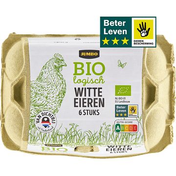 Foto van Jumbo biologisch witte eieren 6 stuks