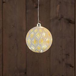 Foto van Anna'ss collection - b.o.t. glass ball baroque matt white 12 cm 10led warm white