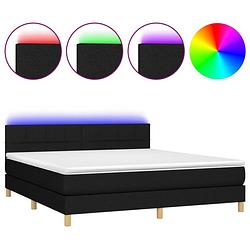 Foto van The living store boxspring duet - 180x200 cm - led - pocketvering matras - huidvriendelijk topmatras - zwart