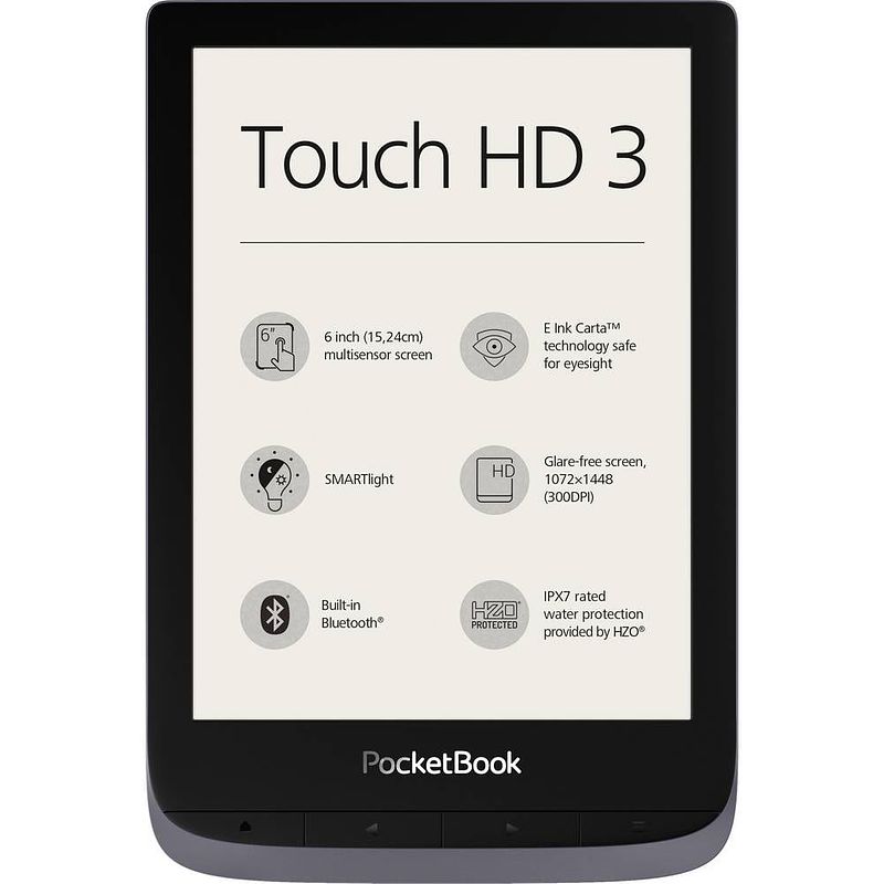 Foto van Pocketbook touch hd 3 metallic grey ebook-reader 15.2 cm (6 inch) grijs metallic