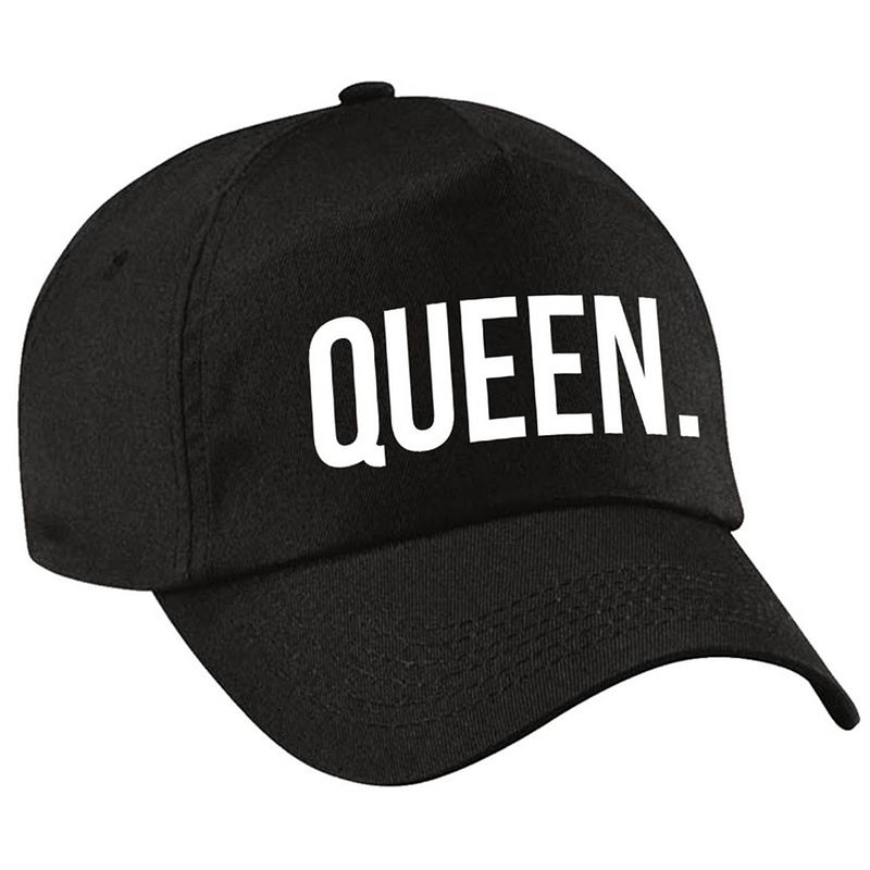 Foto van Queen pet / cap zwart met witte letters voor meisjes - verkleedhoofddeksels