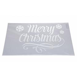 Foto van Kerst raamsjablonen merry christmas tekst/plaatjes 54 cm - raamdecoratie kerst - sneeuwspray sjabloon