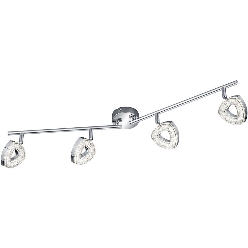 Foto van Led plafondspot - trion turon - 16w - warm wit 3000k - 4-lichts - rond - mat chroom - aluminium