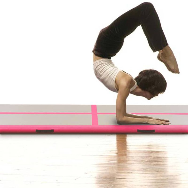 Foto van Infiori gymnastiekmat met pomp opblaasbaar 500x100x10 cm pvc roze