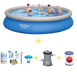 Foto van Bestway zwembad - fast set - 457 x 84 cm - inclusief ways onderhoudspakket, filterpomp & filter