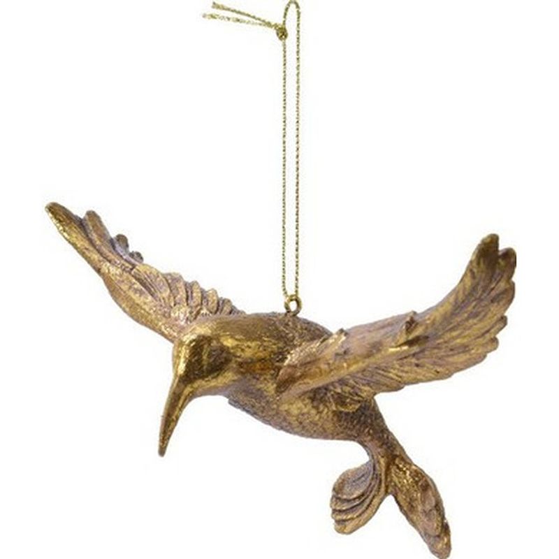 Foto van 1x kerstboomhangers gouden kolibrie vogels 13 cm kerstversiering - kersthangers