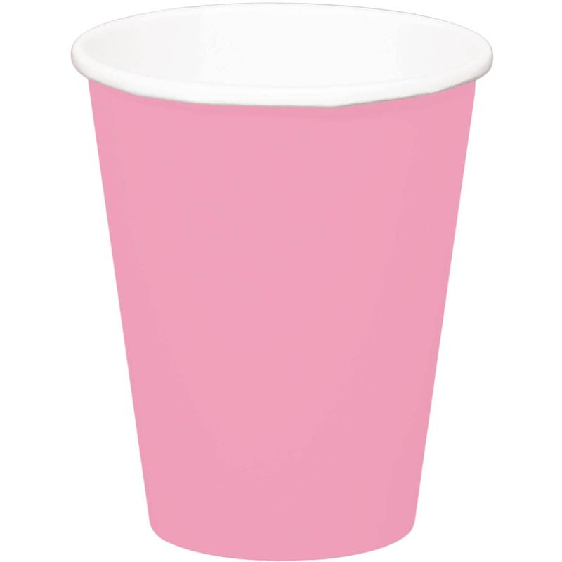 Foto van 24x stuks drinkbekers van papier roze 350 ml - feestbekertjes