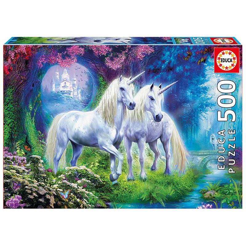 Foto van Educa 500 pieces puzzle - unicorns in the forest