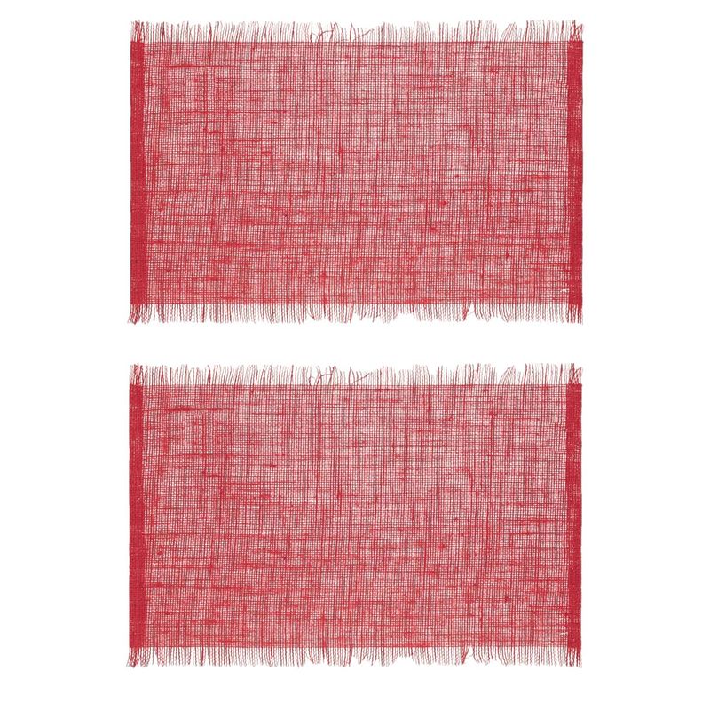 Foto van Set van 4x stuks placemats uni rood jute 45 x 30 cm - placemats