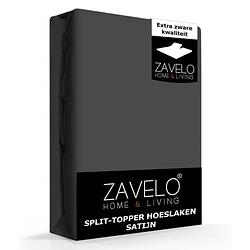 Foto van Zavelo splittopper hoeslaken satijn antraciet-lits-jumeaux (180x200 cm)