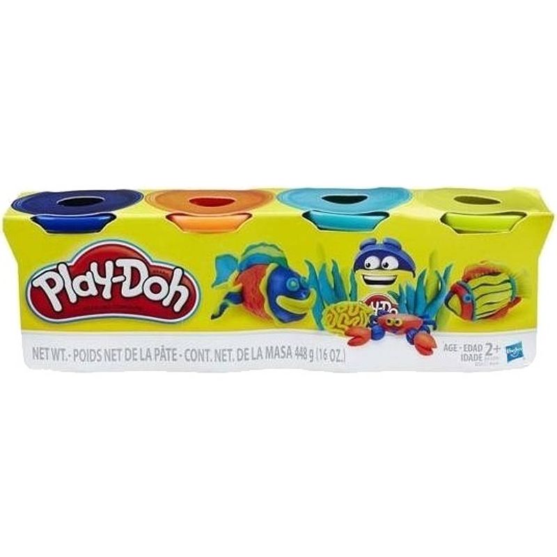 Foto van Play-doh kleiset 4-delig blauw/oranje/aqua/geel