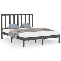 Foto van The living store houten bedframe - - bedden - 205.5 x 146 x 100 cm - grijs