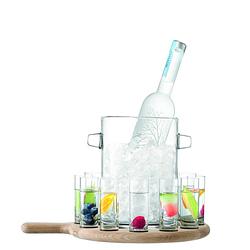 Foto van L.s.a. - paddle wodka set met serveerplank en ijsemmer set van 13 stuks - glas - transparant
