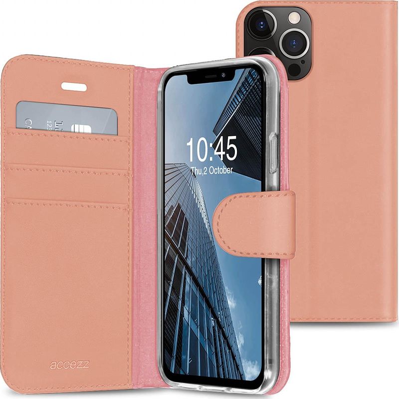 Foto van Accezz wallet case voor apple iphone 13 pro telefoonhoesje roze