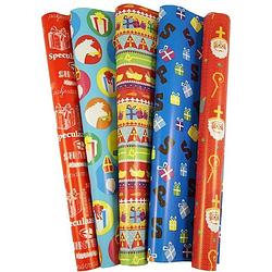 Foto van Sinterklaas inpakpapier - 5 stuks 300 x 70 cm