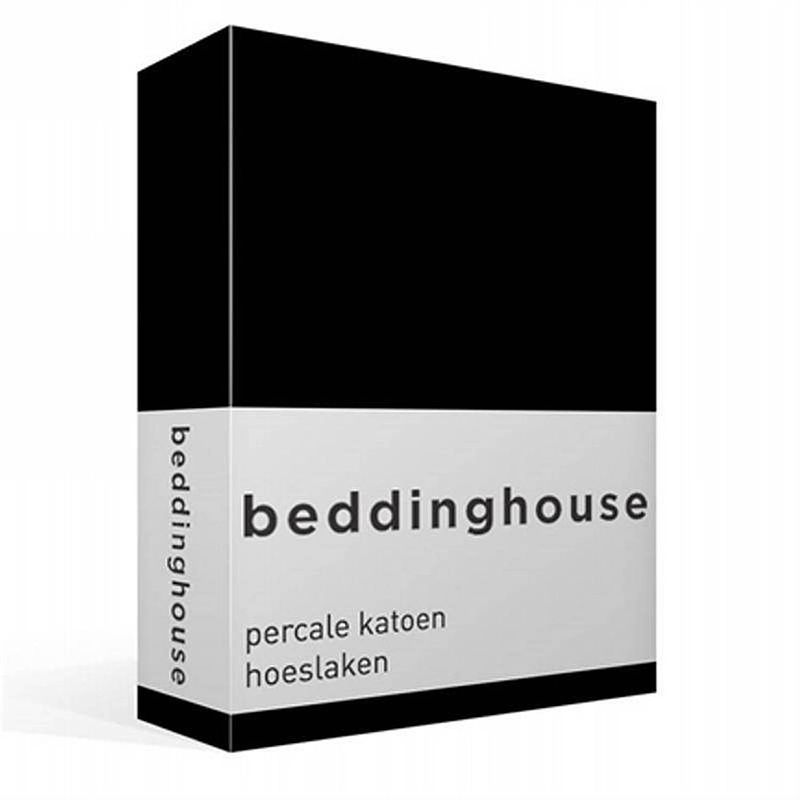 Foto van Beddinghouse percale katoen hoeslaken - 100% percale katoen - lits-jumeaux (180x210/220 cm) - black