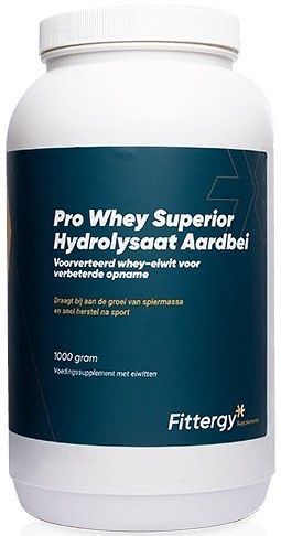 Foto van Fittergy pro whey superior hydrolysate aardbei