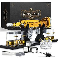 Foto van Whisiskey whiskey karaf - ak-47 - luxe whisky karaf set - 1 l - decanteer karaf - incl. accessoires